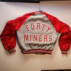 Vintage San Francisco 49ers Chalk Line Bomber Jacket Wool Jacket (Size Large)(e)